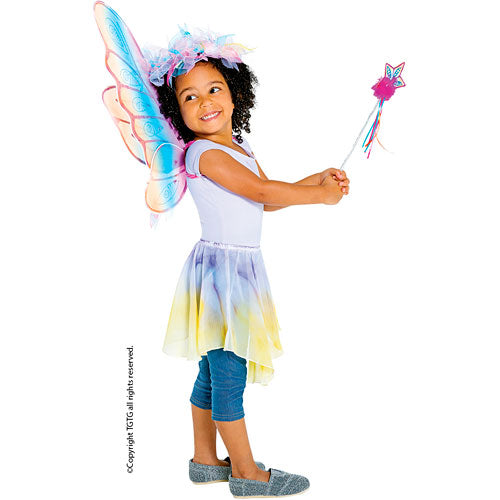 Costume Farfalla per Bambina: Ali Glitter Arcobaleno