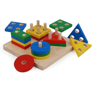 Geometric Sorting Board in Legno