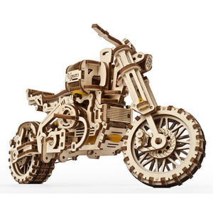 Moto Scrambler con Sidecar 3D in Legno
