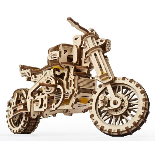 Moto Scrambler con Sidecar 3D in Legno